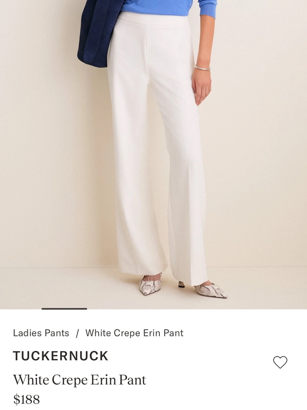 Tuckernuck White/Cream Wide-Leg Crepe Pants - 4